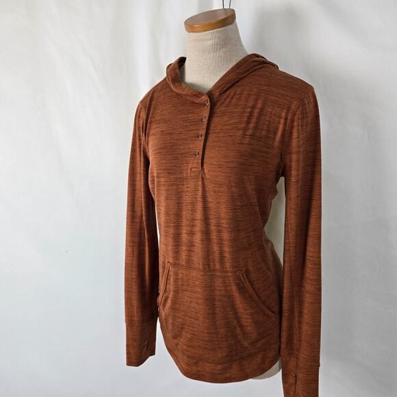 Prana Hoody Women's XS Burnt Orange Henley Neckline Kangaroo Pouch Long Sleeve - Picture 10 of 13